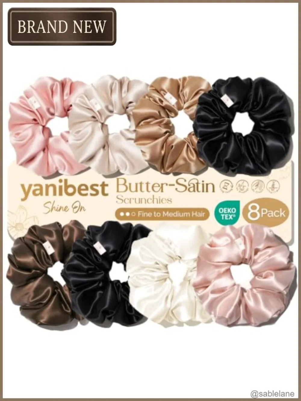 8 Pack Satin Scrunchies Silk Feeling Ponytail Holders Soft Hair Ties